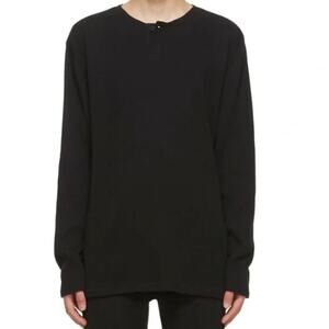 Fear Of God Essentials Mens Thermal Long Sleeve Henley Shirt XL Black
